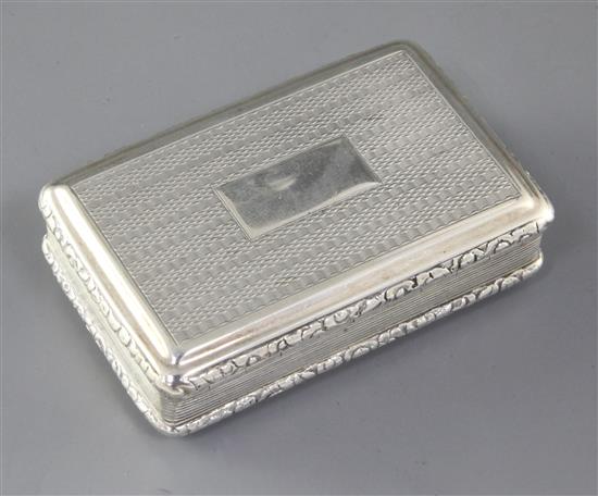 A George IV engine turned silver snuff box, Thomas Shaw, 84mm.